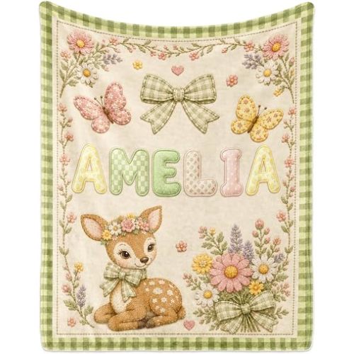 Personalized Baby Blanket with Name for Boys Girls Custom Gift for Newborns
