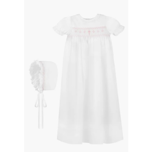 Smocked Christening Gown & Bonnet Set