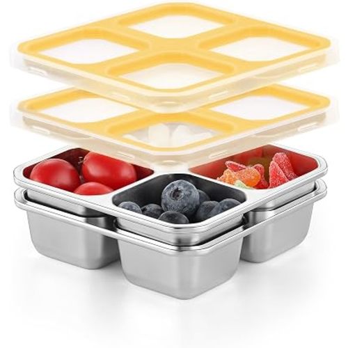 BEFOY 2 Pack Stainless Steel Snack Containers with Lids
