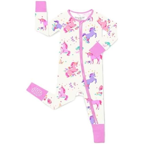 Bamboo Viscose Convertible Baby Footies Pajamas, footies for babies, Zipper Pajamas Baby Girls 0-24M
