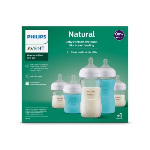 Philips Avent Glass Natural Bottle with Natural Response Nipple Baby Set - 7pc