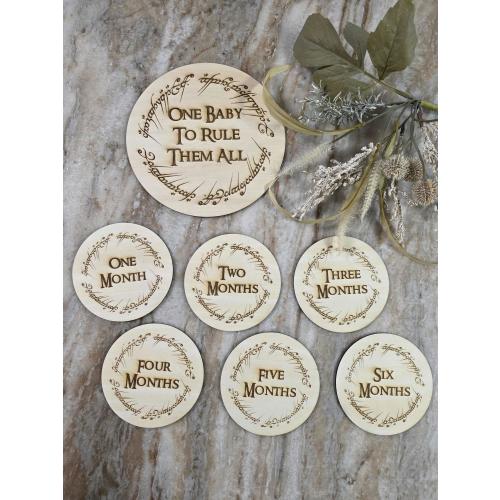 Middle Earth Inspired Baby Milestone Discs – Wooden Monthly Photo Markers