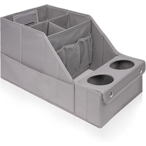 MULISOFT Car Seat Organizer - Backseat Organizer with 11 Storage Compartments and 2 Cup Holders for Travel, Kids