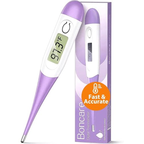 Boncare 10 Seconds Oral Thermometer for Adults and Kids - Accurate & Safe Rectal Thermometer for Baby with Fever Alarm, Digital Thermometer (Purple)