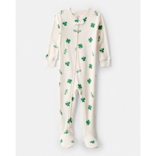 Baby St. Patrick's Day 100% Cotton Loose Fit 2-Way Zip Footie 1-Piece Pajamas - Ivory - Carter's | Carter's