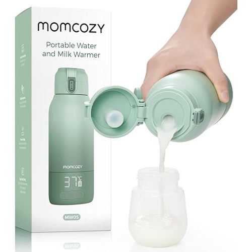 Momcozy Portable Milk Warmer for Travel – Dual Heating Modes for Breast Milk & Water, Portable Bottle Warmer with Fast Heating & Long Battery Life, 17 Ounces Large Capacity to Meet Your All-Day Needs