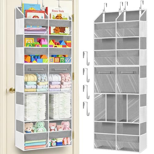 Ofiray-home Extra Large Door Storage of 8 Compartments & 2 Drawers | 20" wide, 80 lbs for heavy family use, 10 side pockets, fits doors for closet, nursery, entryway, dorm, RV, laundry room