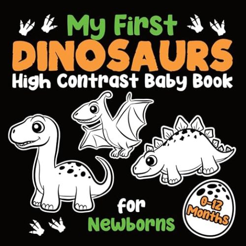 My First Dinosaurs High Contrast Baby Book for Newborns 0-12 Months: Simple Black and White Dinosaurs Themed Images to Develop Your Babies Eyesight | Visual Stimulation Gift for Infants
