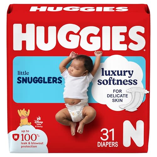 Huggies Size Newborn Diapers, Little Snugglers Baby Diapers, Size Newborn (up to 10 lbs), 31 Count, Packaging May Vary