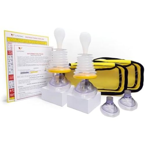 LifeVac Yellow Travel Kit 2 Pack - Portable Suction Rescue Device, First Aid Kit for Kids and Adults, Portable Airway Suction Device for Children and Adults