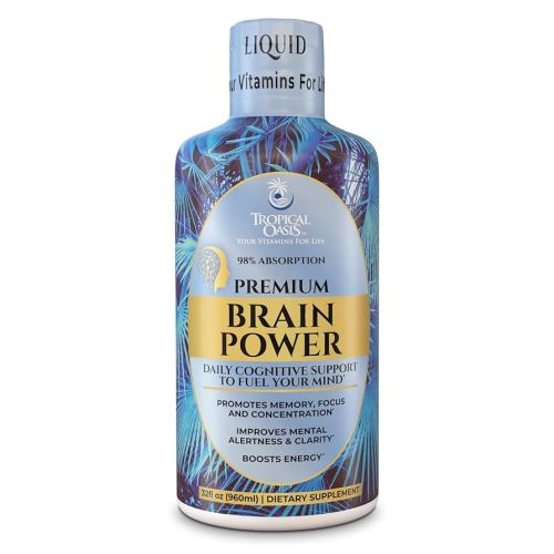 Tropical Oasis - Brain Power | Liquid Nootropic Supplement - Promotes Mental Clarity, Focus, and Memory Retention (Unflavored, 32 Servings)