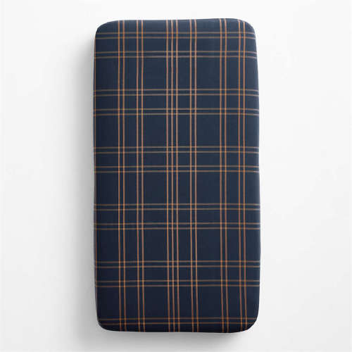 Stax Deep Indigo Organic Yarn Dyed Baby Crib Fitted Sheet