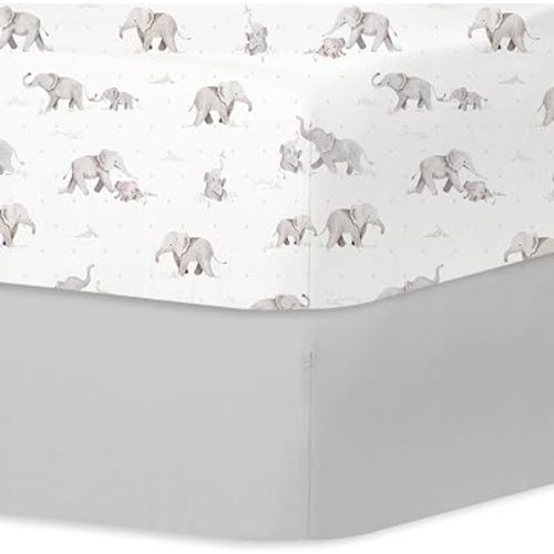Little Grape Land Crib Sheets for Boys and Girls, 2pk Baby Crib Fitted Sheet for Standard Size Crib and Toddler Mattress, Super Soft Baby Sheet