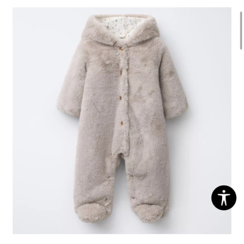 FAUX FUR HOODIE ROMPER - Beige | ZARA United States