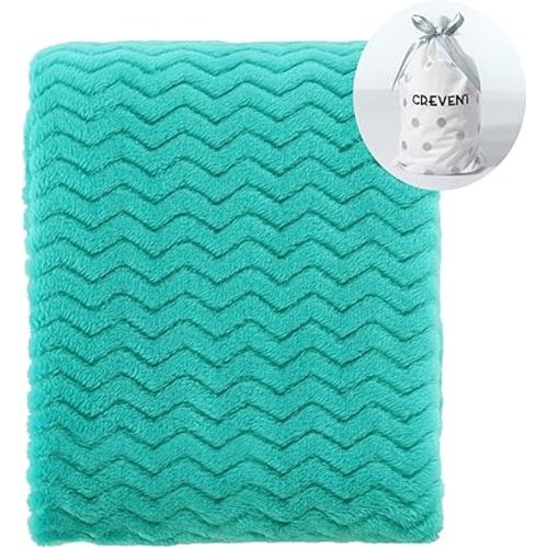 CREVENT 30''X40'' Soft Cozy Warm Baby Blankets for Boys Girls Solid Color - All Season Use - Newborn Essentials (Wave Teal Blue)