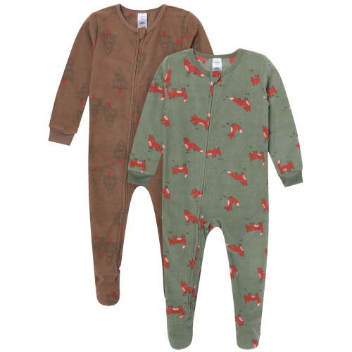 Gerber Baby and Toddler Neutral Microfleece 2-Way Zipper Blanket Sleeper Pajamas, 2-Pack, Sizes 0/3 Months - 5T