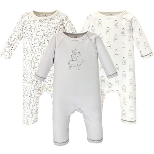 Touched by Nature Baby Organic Cotton Coveralls 3pk, Farm Friends, 0-3 Months