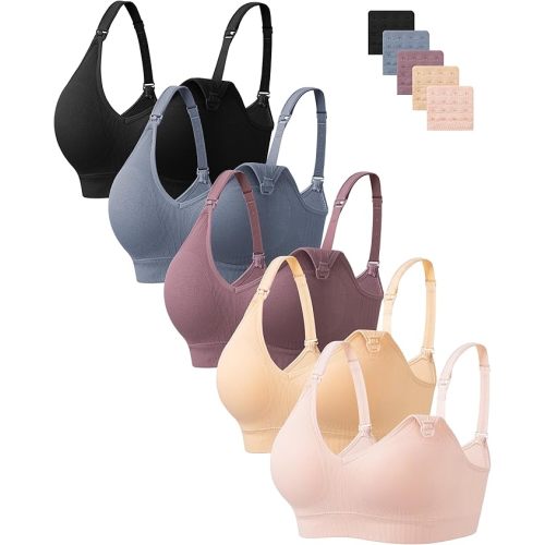 HBselect Nursing Bras for Breastfeeding Women Maternity Bras Seamless Wireless Pregnancy Sleep Bra with Bra Extenders