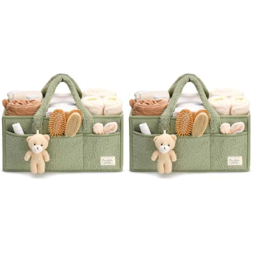 PeraBella Diaper Caddy Organizer for Changing Table, Storage Basket for Wipes, Gift for Baby Shower, Car Organizer, Nursery Organizer, Portable Storage (Pack of 2)