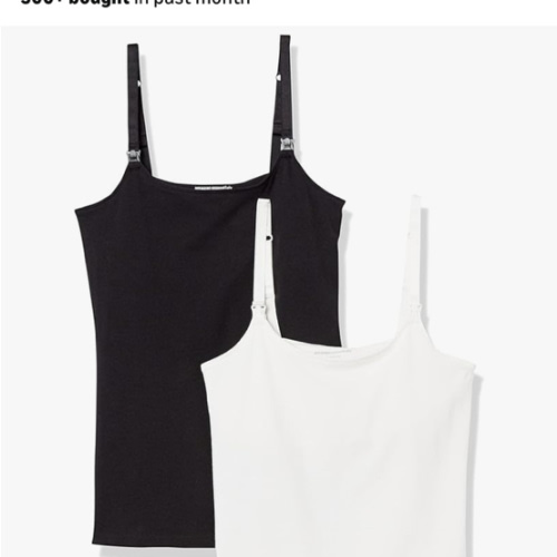 Amazon Essentials Women's Maternity Nursing Friendly Camisole with Adjustable Straps and Built-in Shelf Bra, Pack of 2