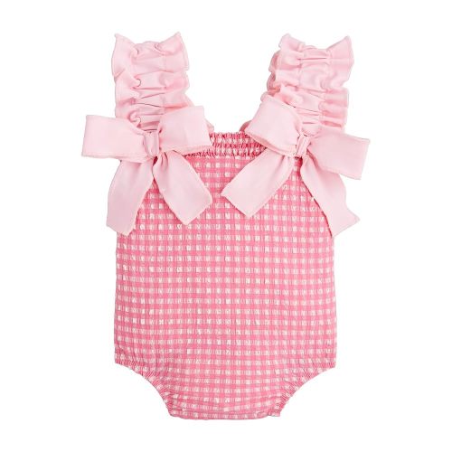 Mud Pie Baby Girl's Children's Pink Crinkle Check 1Pc 3-6M