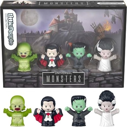 ​Little People Collector Universal Monsters Special Edition Set for Horror Movie Fans, 4 Figures in a Display Package