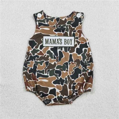 Retro Camo Mama’s Boy Embroidered Romper – Little Southern Brand