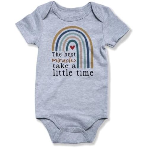 hrcfbk Newborn Infant Baby Boys Girls Bodysuit Short Sleeve Funny Letters Print Romper Reveal Pregnancy Announcement Clothes