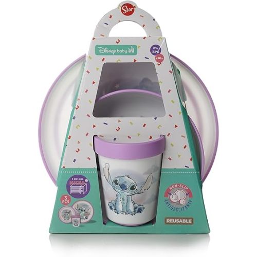 DISNEY Baby Lilo & Stitch Complete Set Lilo and Stitch Non-Slip Microwave Safe Perfect for Children from 10 Months