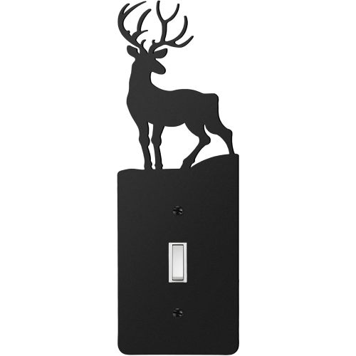 Lothee Black Bear Outlet Cover Metal Receptacle, Single-pane Elk