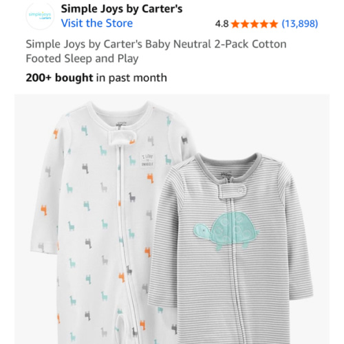 Simple Joys by Carter's Baby Neutral 2-Pack Cotton Footed Sleep and Play