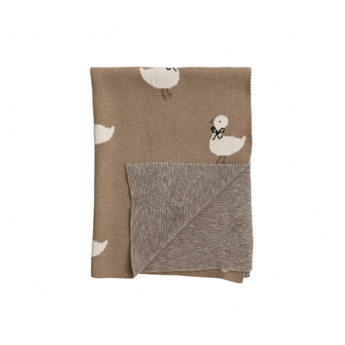 Cotton Knit Baby Blanket w/ Ducklings