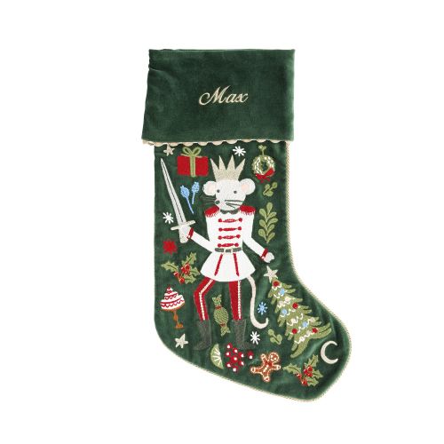 Rifle Paper Co. Nutcracker Embroidered Velvet Christmas Stocking Collection