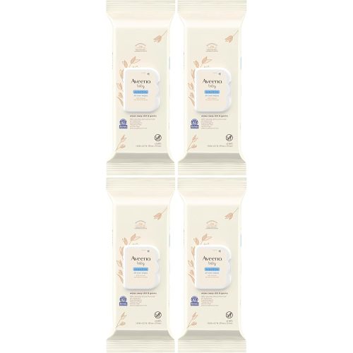 Aveeno Baby Sensitive All Over Wipes with Aloe & Natural Oat Extract for Face, Bottom, Hands & Body, pH-Balanced, Hypoallergenic, Fragrance-, Phenoxyethanol- & Alcohol-Free,64 ct per pack(Pack of 4)