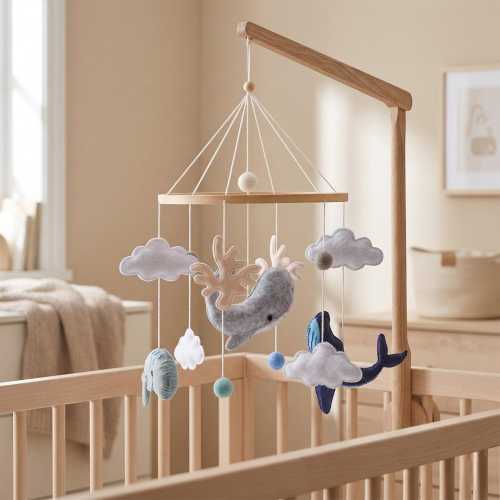 Whale Crib Mobile, Ocean Baby Mobile for Crib, Neutral Nursery Decor, Montessori Mobile, Sea Theme Baby Mobile, Baby Shower Gift