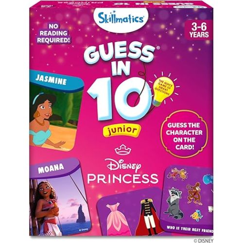 Skillmatics Guess in 10 - Disney Princess Card Game, Christmas Fun for Preschool Kids, Girls & Boys Who Love Cinderella, Ariel, Jasmine, Fun Travel Game, Gifts for Ages 3, 4, 5, 6