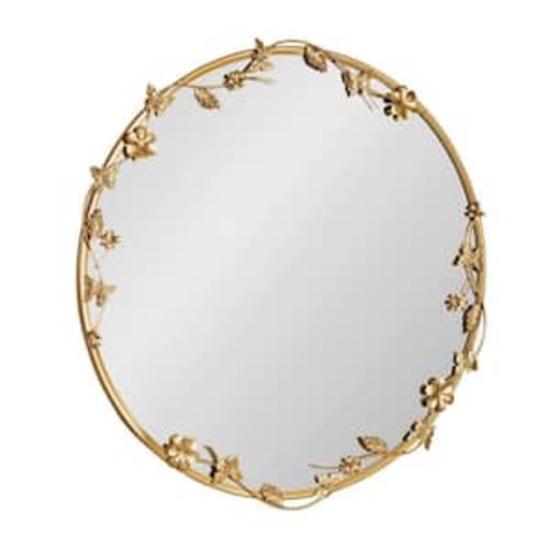 Rosella Gold 25 in. W x 25 in. H Glam Round Metal Wall Mirror