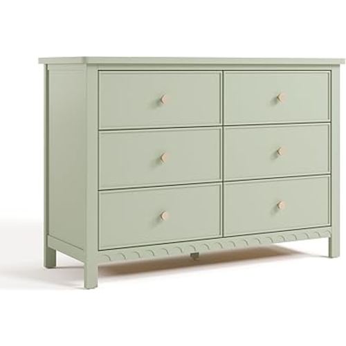 Graco Sasha 6 Drawer Dresser (Sage) – GREENGUARD Gold Certified, Wood Storage for Nursery or Kids’ Room, Safe Interlocking Drawer System & Easy Assembly with Pre-Installed Tracks