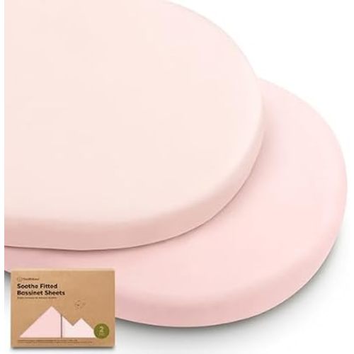 2pk Organic Baby Bassinet Sheets Boys, Girls, Fitted Sheet (Mist Rose)