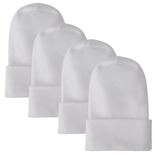 DRESHOW BQUBO 4 Pack Newborn Hospital Hat Infant Baby Hat Cap with Big Bow Soft Cute Knot Nursery Beanie