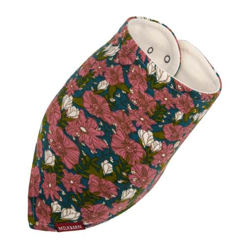 Teal Floral Bamboo Kerchief Bib