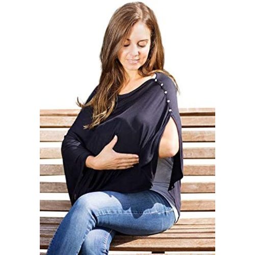 Super Soft Breastfeeding Cover, Nursing Cover, Shawl, Wrap, Scarf, Poncho, Swaddle, Stroller Blanket & Baby Car Seat Cover, 100% Viscose, Oeko-Tex Certified, 57" x 27.5" by Byrd & Blume (Navy)