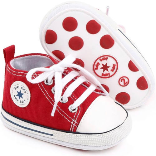 Unisex Baby Girls Boys Canvas High-top Shoes, Newborn Infant Anti-Slip Soft Sole Frist Walking Breathable Sneakers