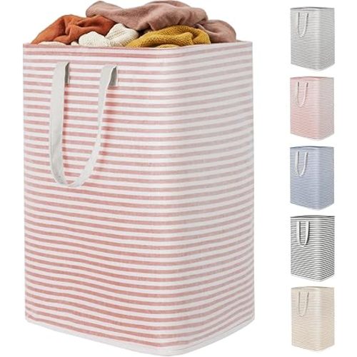 Lifewit 1 Pack Laundry Hamper Large Collapsible Laundry Baskets, Freestanding Waterproof Clothes Hamper with Easy Carry Handles in Laundry Room Bedroom Bathroom College Dorm, Pink, 80L
