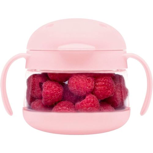 Ubbi Tweat No Spill Snack Container for Kids, BPA-Free, Toddler Travel Bowl, Blush Pink