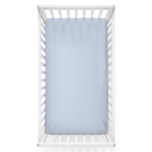 Caden Lane Fitted Crib Sheet, Breathable & Temperature-Regulating Bamboo Viscose Fabric with Elastic Edges, Fits Standard Size Baby Crib & Toddler Mattresses 28"x52", Machine Washable, Mist Grey