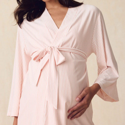 Maternity DreamModal® Kimono Three-Piece Set in English Rose Pencil Size Large
