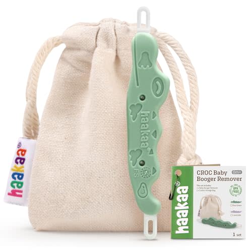 haakaa Baby Nose Cleaner & Ear Wax Removal Tool,The Unique Crocodile-Shaped Design,Newborn Essentials Must Haves - Pea Green