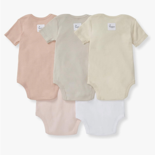 Burt's Bees Baby Organic Cotton Bodysuits – Baby Boy & Girl Short and Long Sleeve One-Pieces, 5-Pack