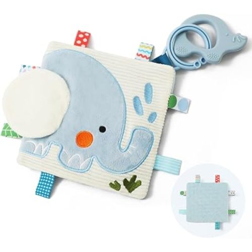 Elephant Baby Tag Toy & Crinkle Toy for Newborn Sensory Play